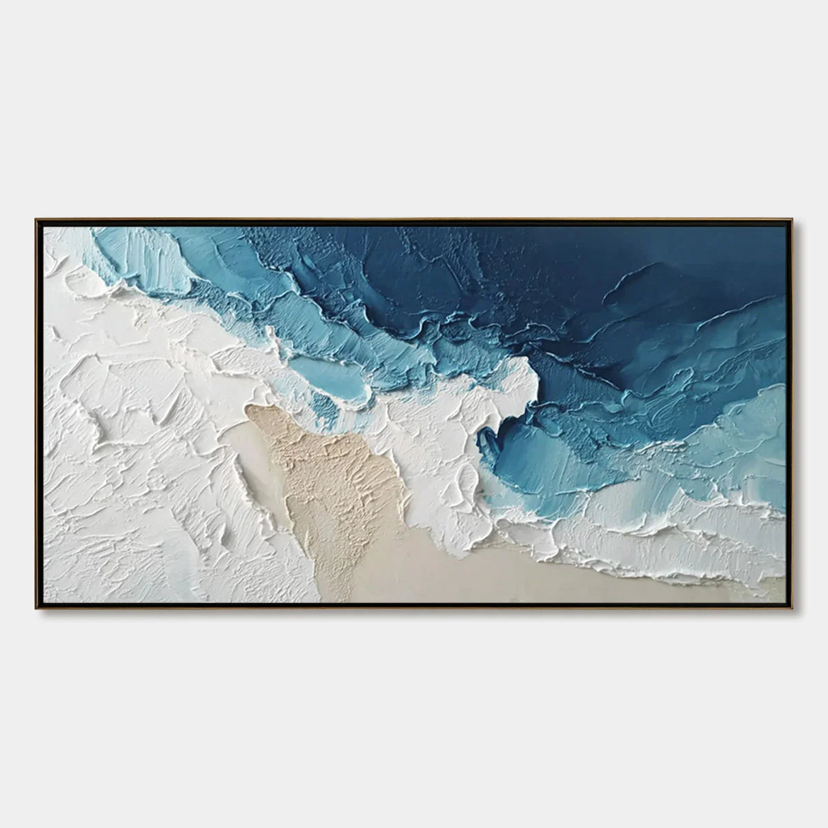 OCEAN'S EMBRACE: Textured Abstract Coastal Seascape Painting | hanging in living room, Abstract wall art