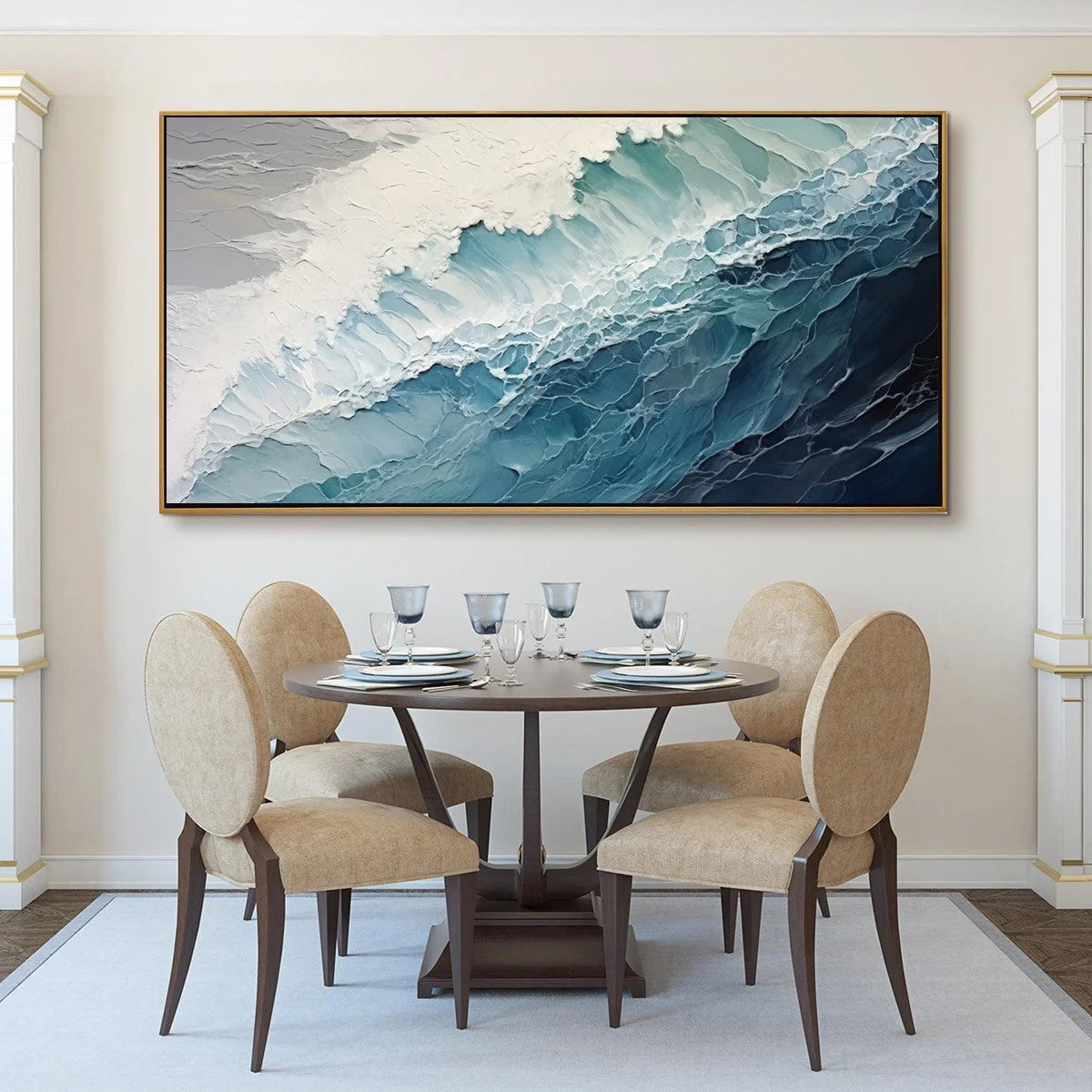 OCEAN'S EMBRACE: Textured Abstract Seascape Oil Painting | Abstract closeup, raised brushwork detail