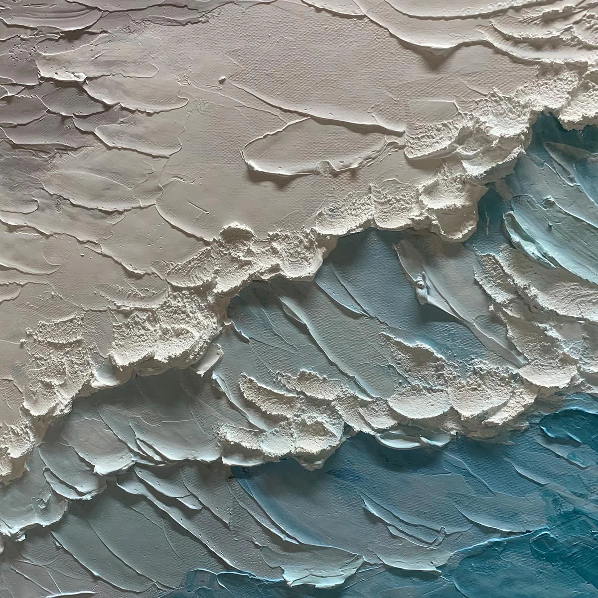 OCEAN'S EMBRACE: Textured Abstract Seascape Oil Painting | rectangular format, hand-painted canvas edge