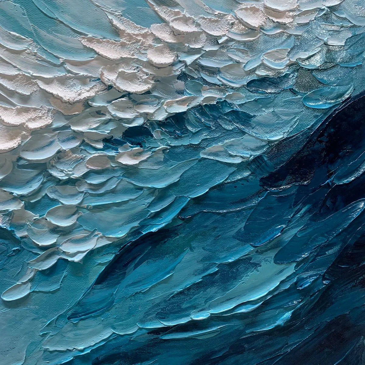 OCEAN'S EMBRACE: Textured Abstract Seascape Oil Painting | rolled canvas, ready for custom framing