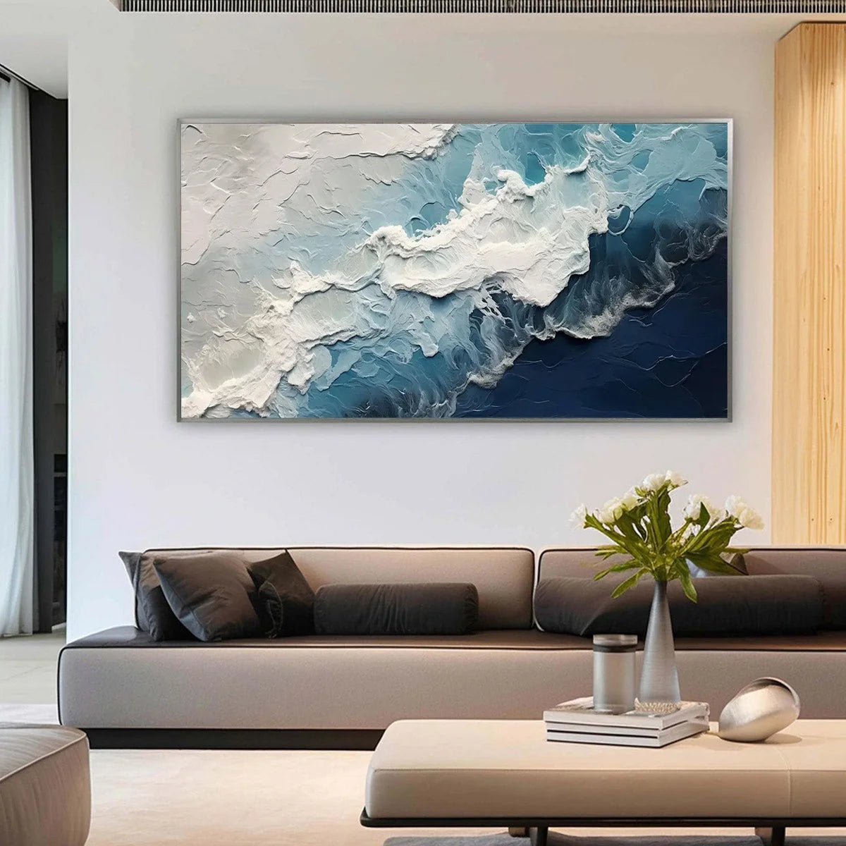 OCEAN'S EMBRACE: Textured Abstract Seascape Oil Painting | Abstract closeup, raised brushwork detail