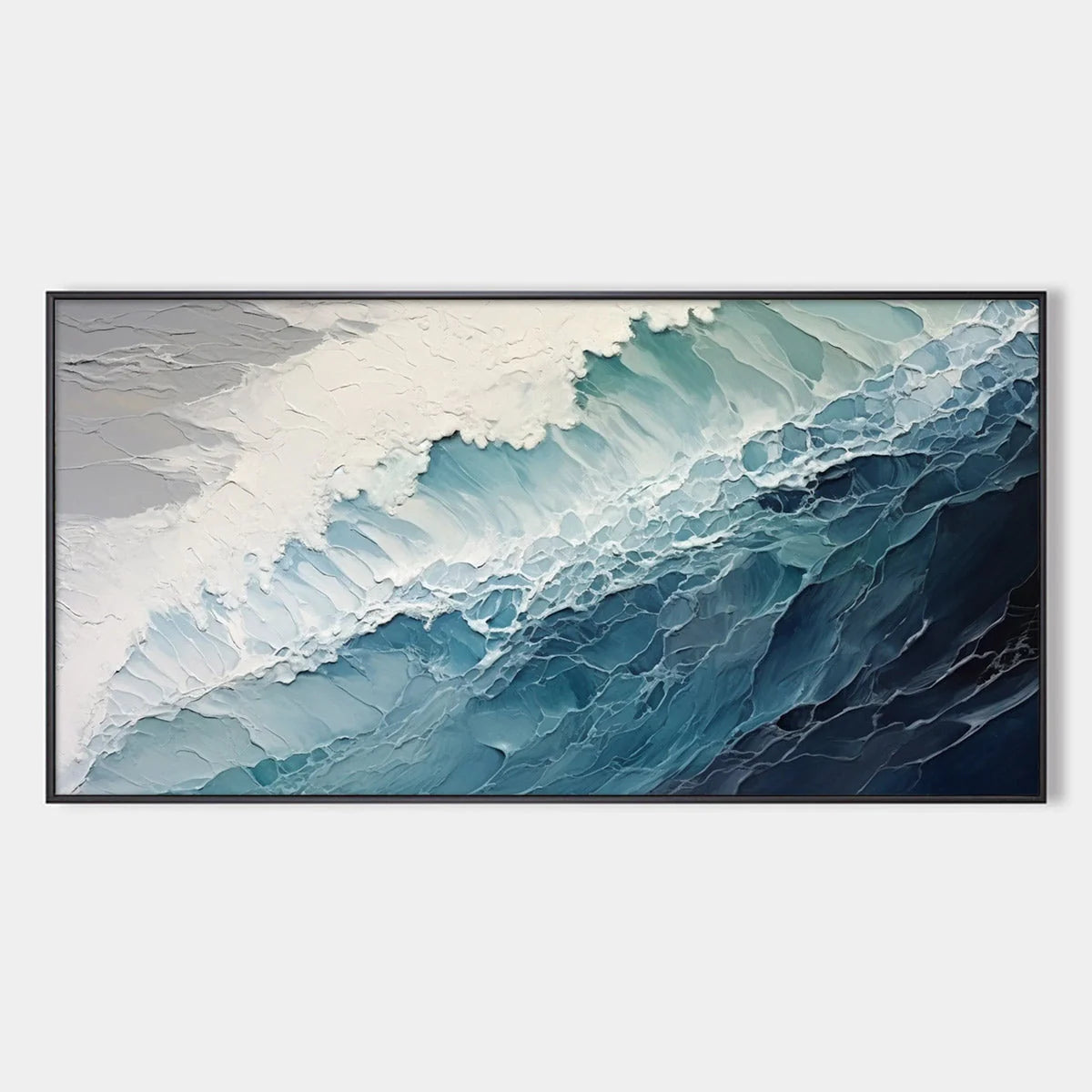 OCEAN'S EMBRACE: Textured Abstract Seascape Oil Painting | hanging in living room, Abstract wall art