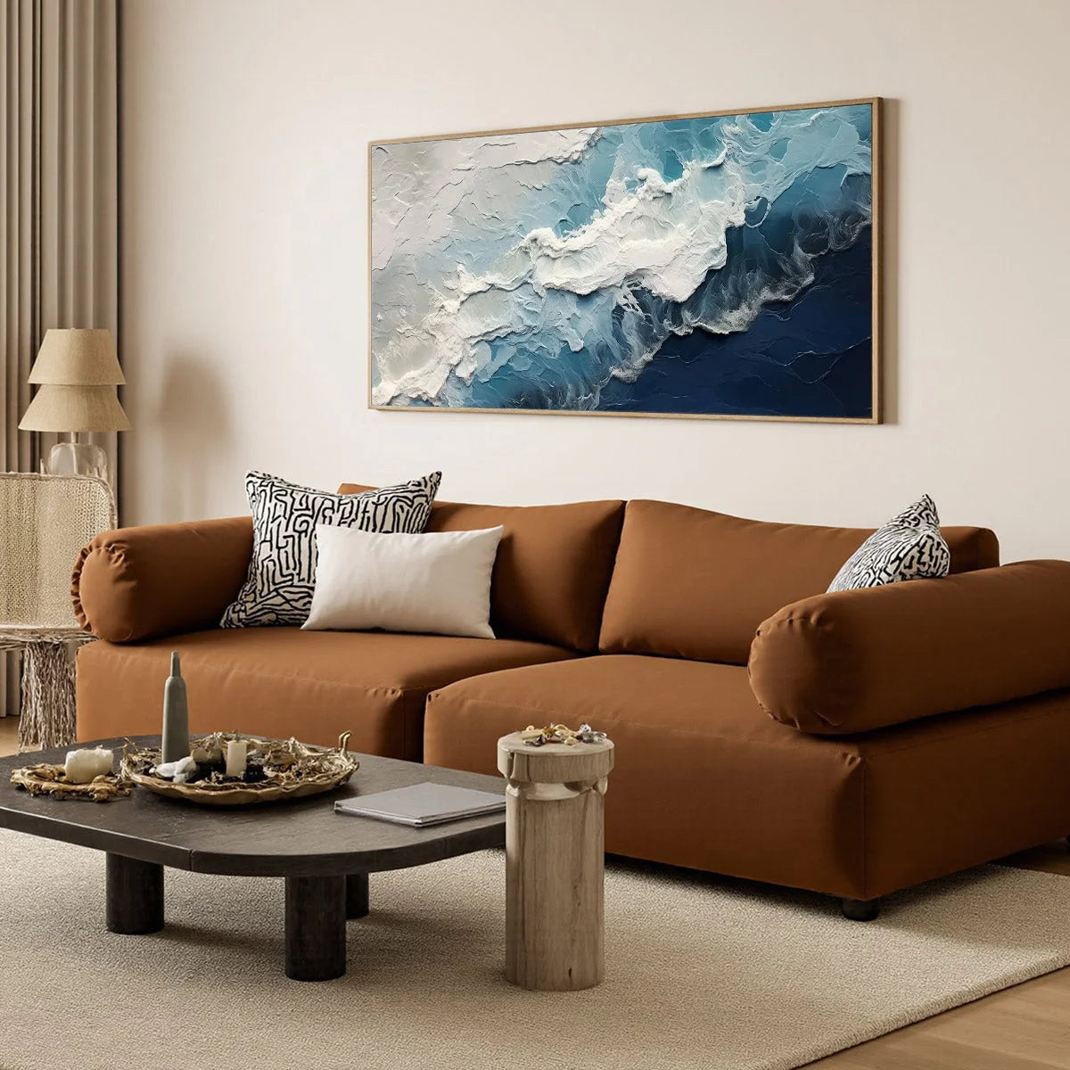 OCEAN'S EMBRACE: Textured Abstract Seascape Oil Painting | rolled canvas, ready for custom framing