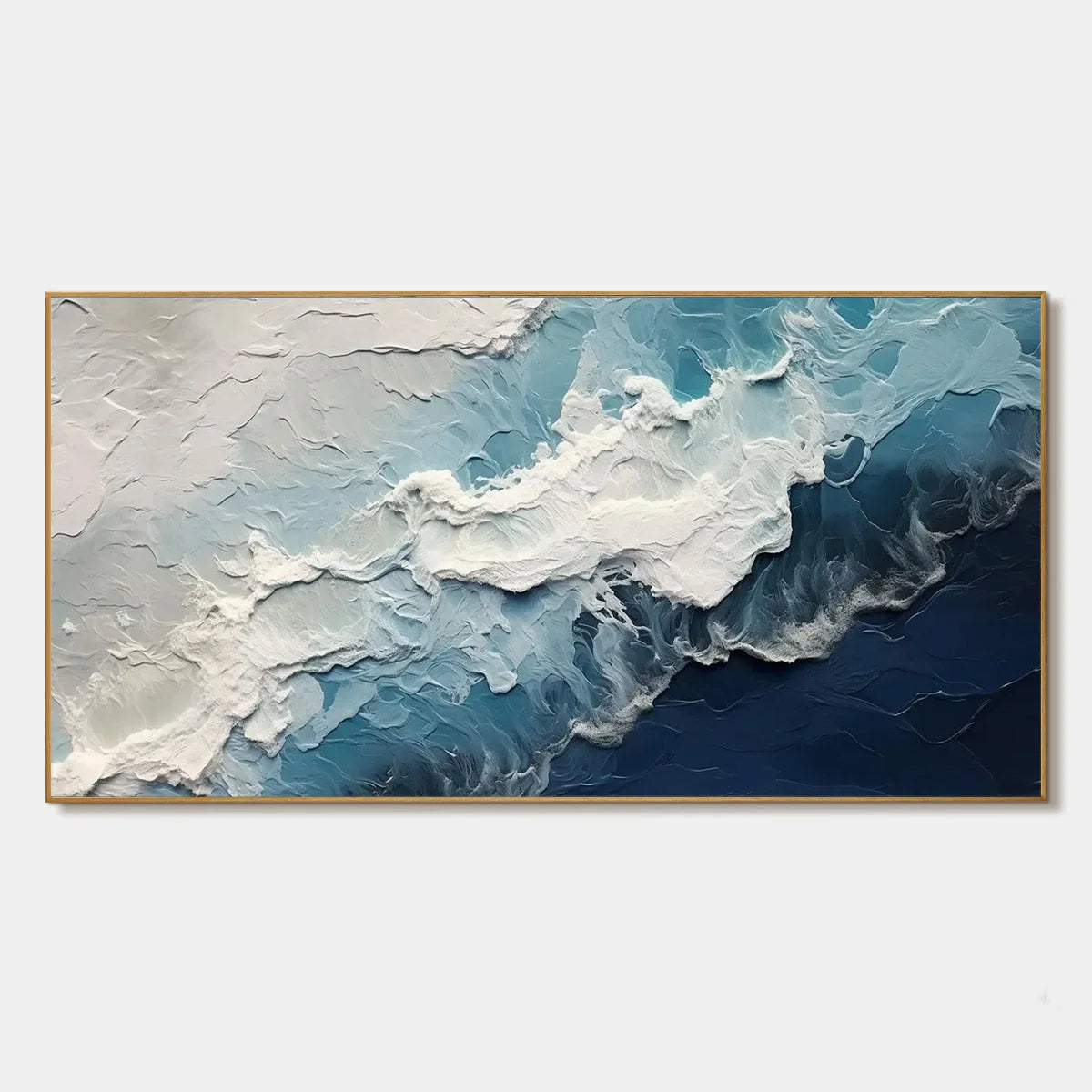 OCEAN'S EMBRACE: Textured Abstract Seascape Oil Painting | hanging in living room, Abstract wall art