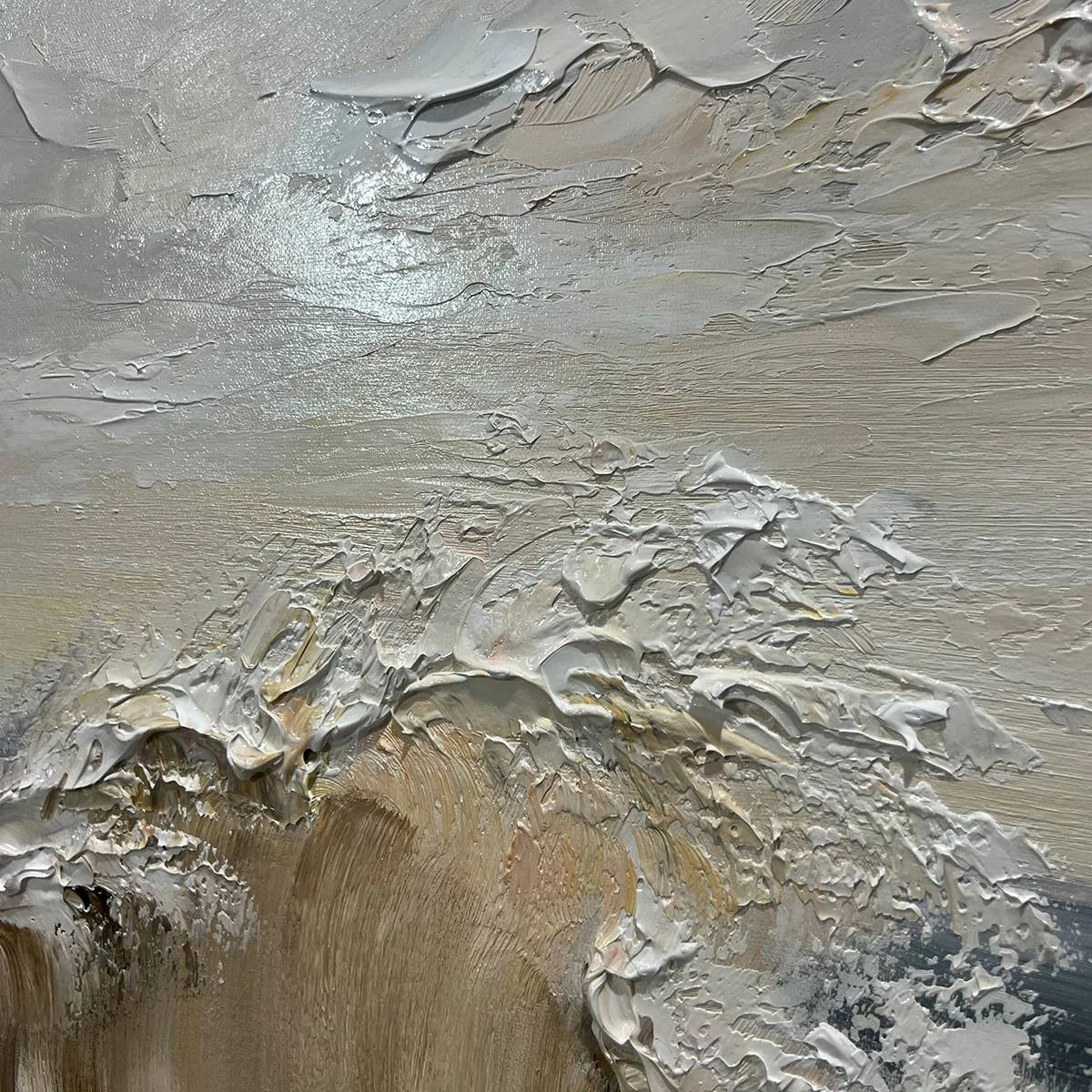 OCEAN'S EMBRACE: Textured Impasto Coastal Wave Oil Painting | rolled canvas, ready for custom framing