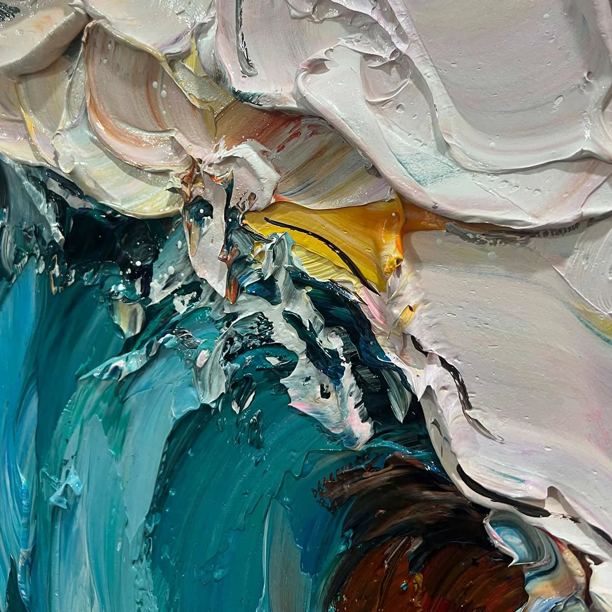 OCEAN'S EMBRACE: Textured Impasto Ocean Wave Oil Painting | rolled canvas, ready for custom framing
