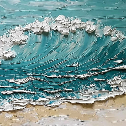 OCEAN'S EMBRACE: Textured Impasto Ocean Wave Painting for Coastal Decor | rolled canvas, ready for custom framing