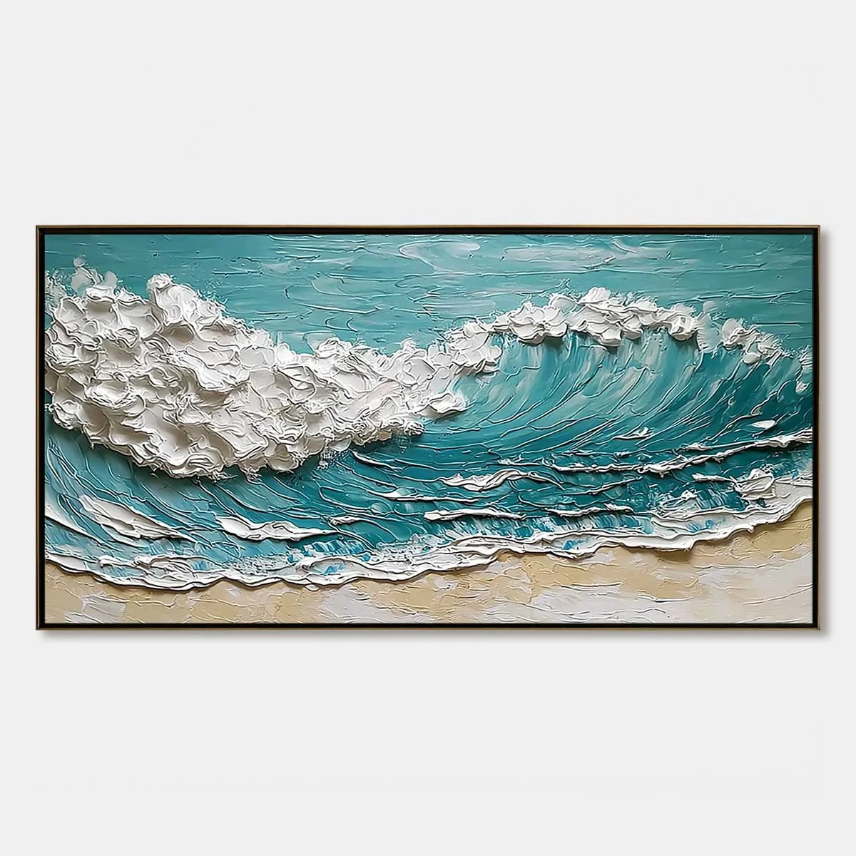 OCEAN'S EMBRACE: Textured Impasto Ocean Wave Painting for Coastal Decor | hanging in living room, Abstract wall art