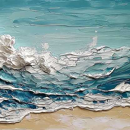 OCEAN'S EMBRACE: Textured Impasto Ocean Wave Painting on Canvas | rolled canvas, ready for custom framing