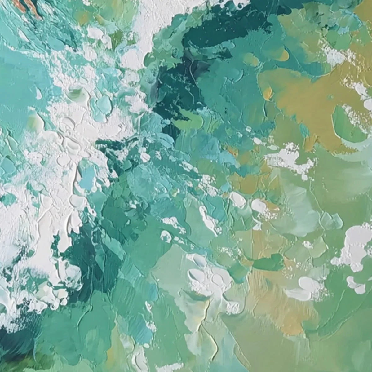 OCEAN'S EMBRACE Textured Impressionist Seascape Oil Painting | rectangular format, hand-painted canvas edge