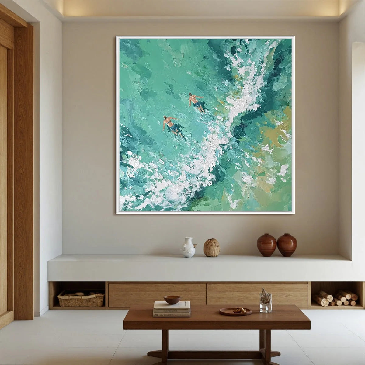 OCEAN'S EMBRACE Textured Impressionist Seascape Oil Painting | rolled canvas, ready for custom framing