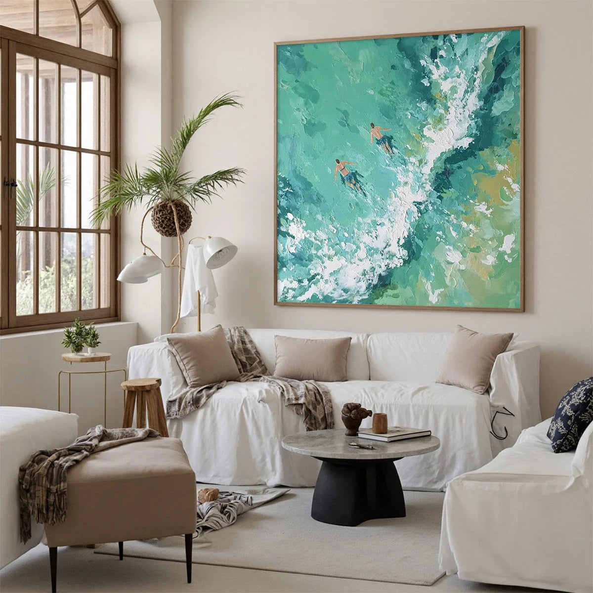OCEAN'S EMBRACE Textured Impressionist Seascape Oil Painting | Impressionist mood, soft natural light studio shot