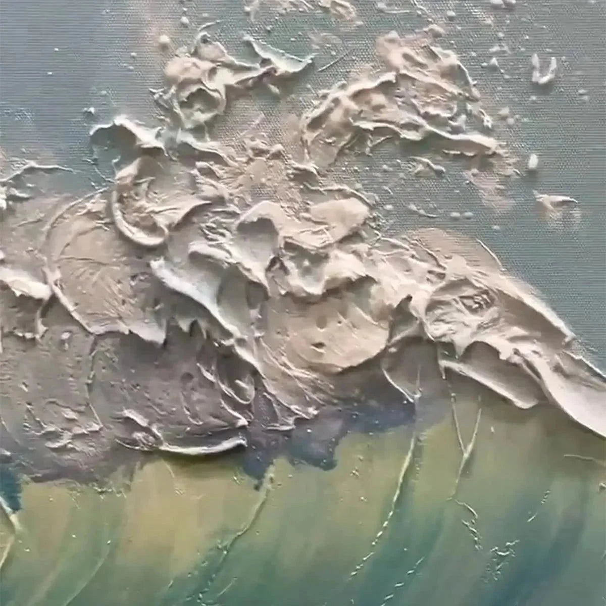 OCEAN'S EMBRACE: Textured Ocean Painting, Impasto Wall Art, Vertical Canvas, Beach Decor | texture detail, palette knife marks visible