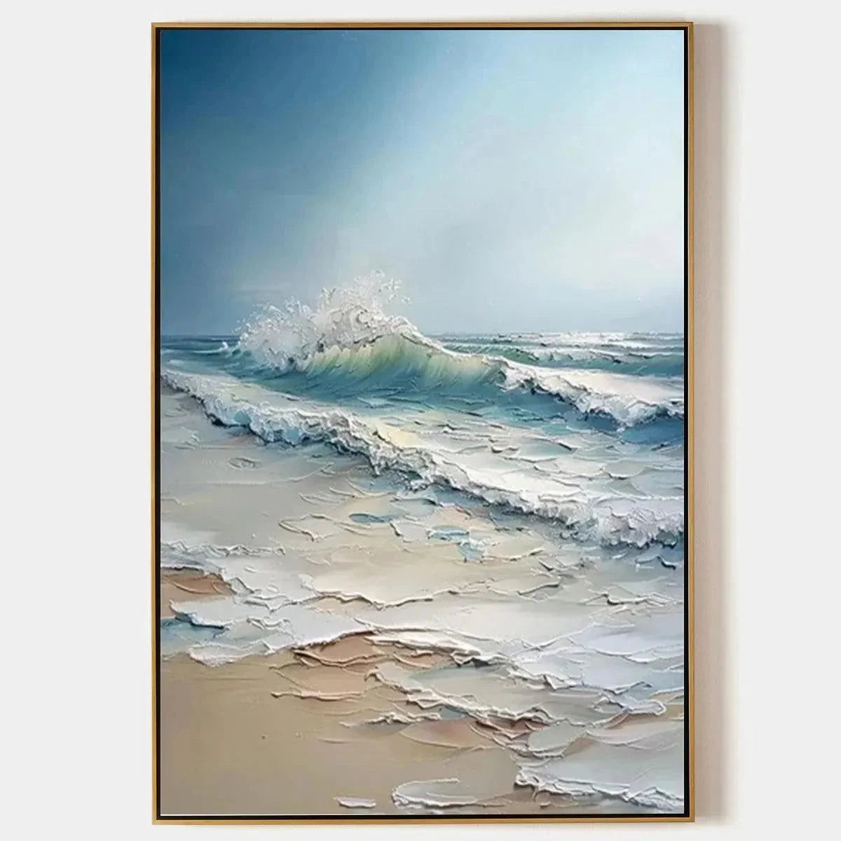 OCEAN'S EMBRACE: Textured Ocean Painting, Impasto Wall Art, Vertical Canvas, Beach Decor | hanging in living room, Abstract wall art