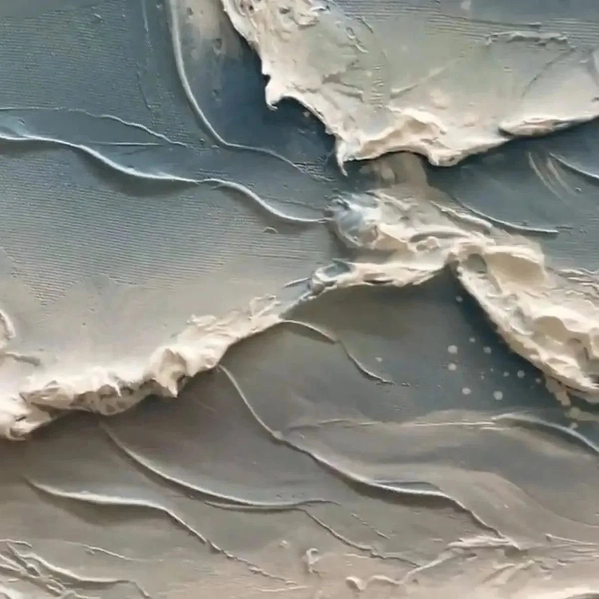 OCEAN'S EMBRACE: Textured Seascape Painting, Impasto Wall Art, Horizontal Canvas, Ocean Decor | black frame version on white wall