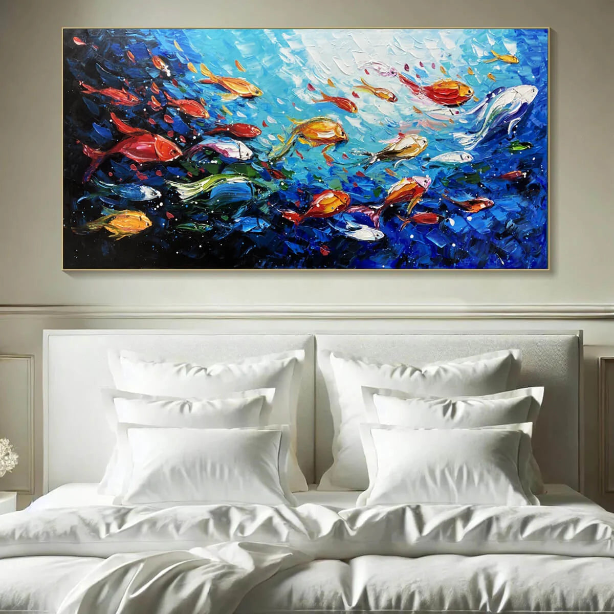 OCEAN'S JEWELS: Textured Impasto Colorful Fish Oil Painting | Abstract closeup, raised brushwork detail