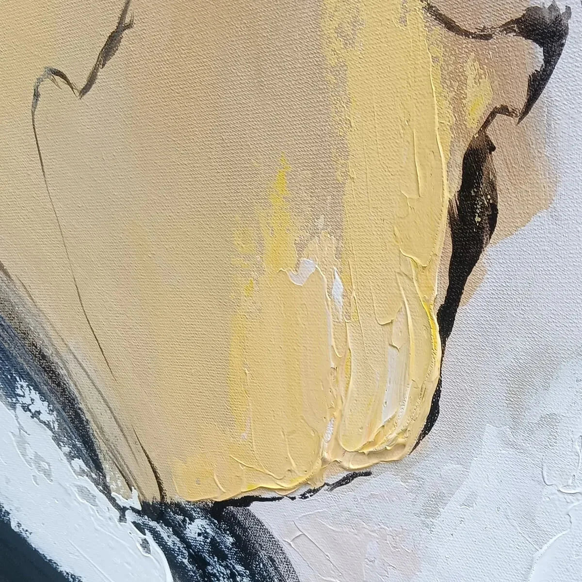 OCHRE FLOW: Abstract Oil Painting on Canvas | rolled canvas, ready for custom framing