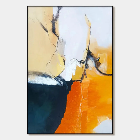 OCHRE FLOW: Abstract Oil Painting on Canvas | hanging in living room, Abstract wall art