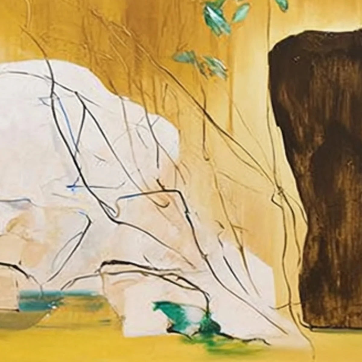 OCHRE SANCTUARY: Wabi-Sabi Abstract Painting with Earthy Tones | rolled canvas, ready for custom framing