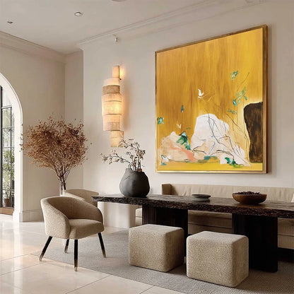 OCHRE SANCTUARY: Wabi-Sabi Abstract Painting with Earthy Tones | multi-color palette, original oil on stretched canvas art