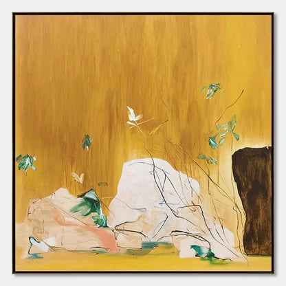 OCHRE SANCTUARY: Wabi-Sabi Abstract Painting with Earthy Tones | hanging in living room, Abstract wall art