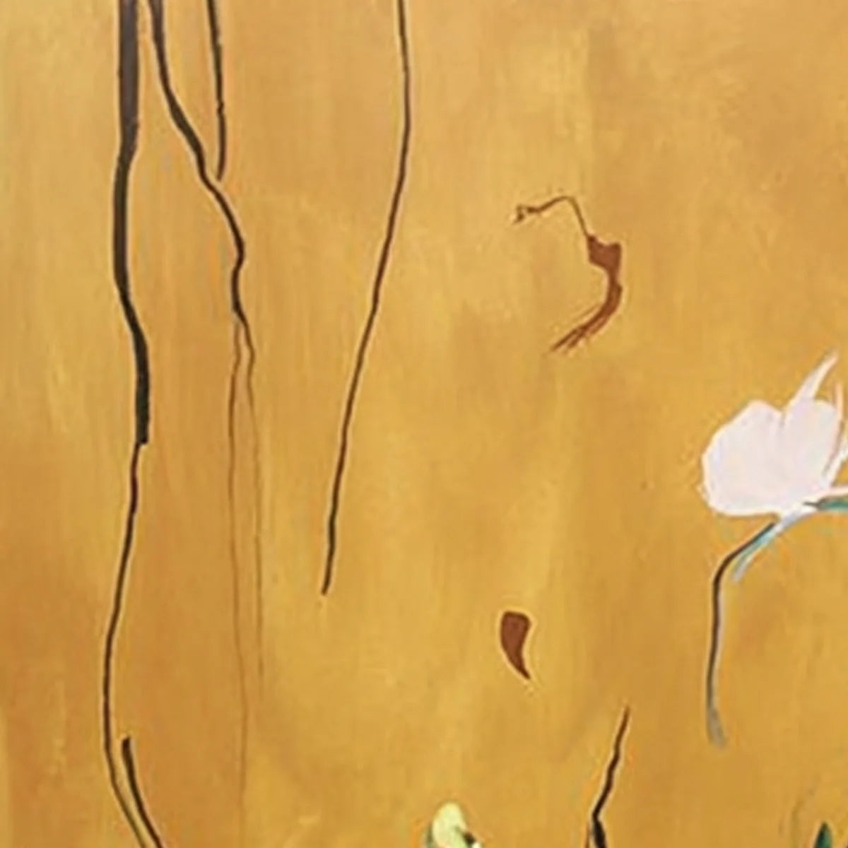 OCHRE WHISPERS: Wabi Sabi Inspired Abstract Floral Painting | rectangular format, hand-painted canvas edge