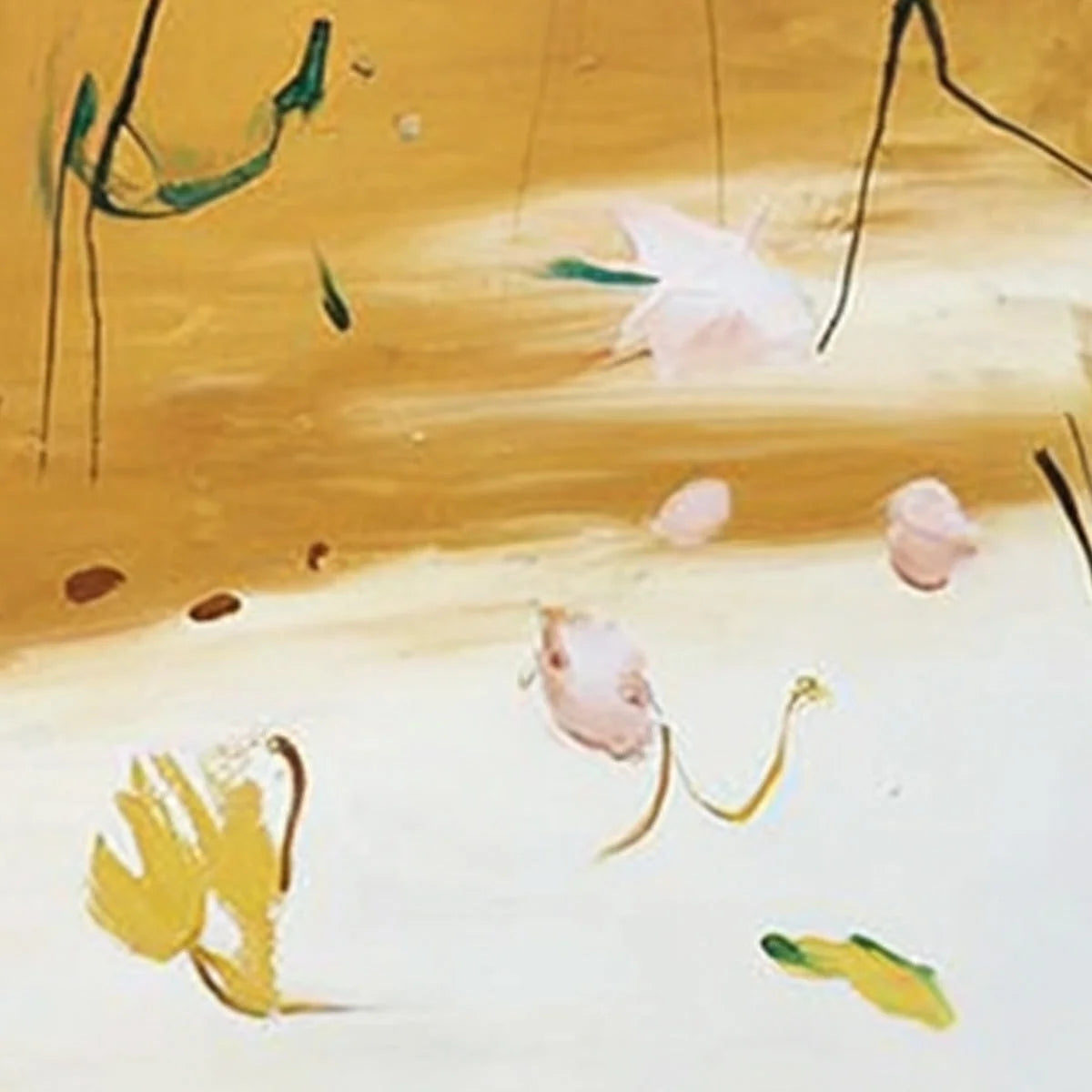 OCHRE WHISPERS: Wabi Sabi Inspired Abstract Floral Painting | rolled canvas, ready for custom framing