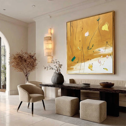 OCHRE WHISPERS: Wabi Sabi Inspired Abstract Floral Painting | multi-color palette, original oil on stretched canvas art