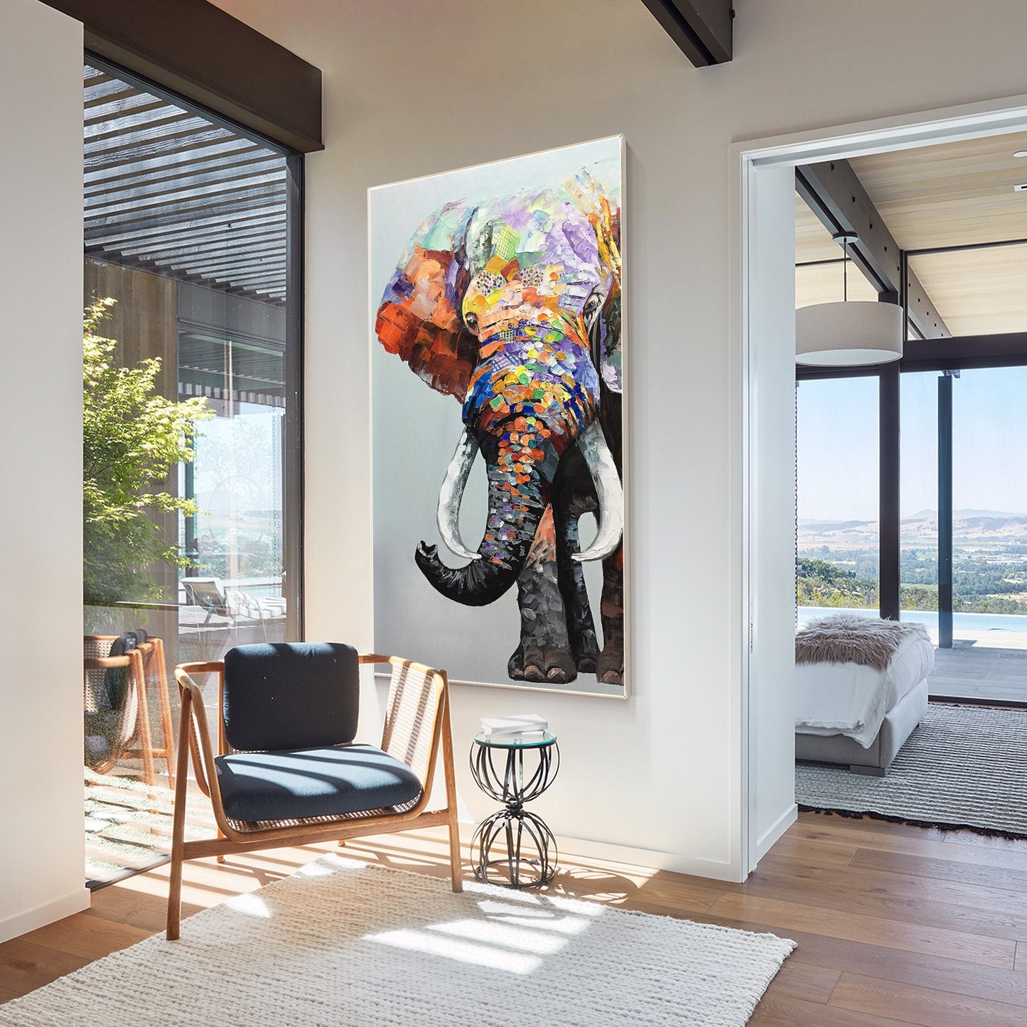 Olifant schilderij op doek, kunst aan de muur olifant, lange verticale extra gro #11