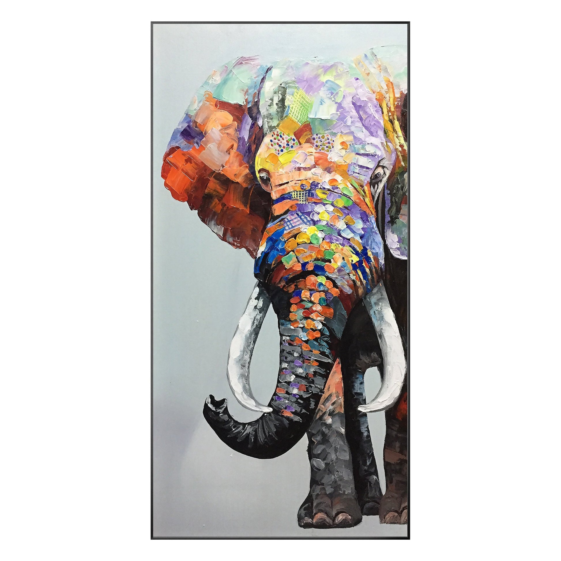 Olifant schilderij op doek, kunst aan de muur olifant, lange verticale extra gro #20