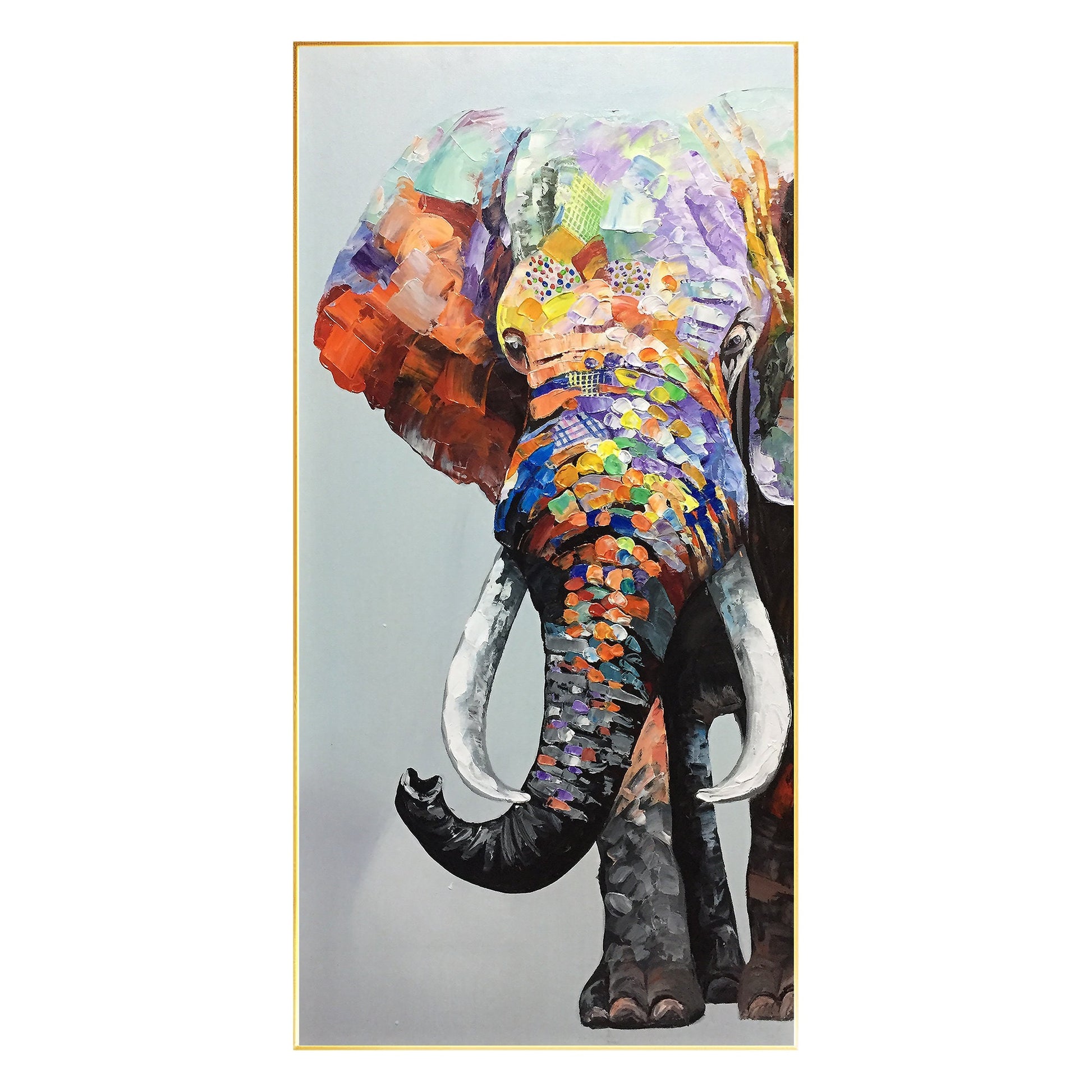 Olifant schilderij op doek, kunst aan de muur olifant, lange verticale extra gro #8