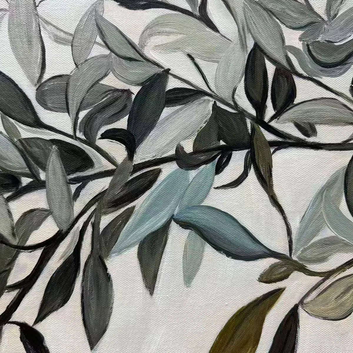 OLIVE BRANCH PANORAMIC: Botanical Painting, Panoramic Wall Art | rectangular format, hand-painted canvas edge