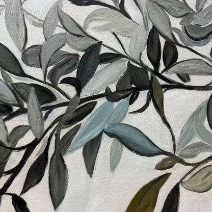 OLIVE BRANCH PANORAMIC: Botanical Painting, Panoramic Wall Art | rectangular format, hand-painted canvas edge