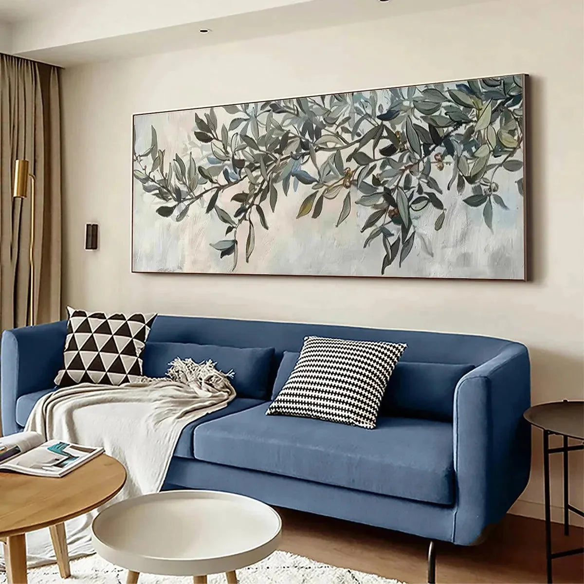 OLIVE BRANCH PANORAMIC: Botanical Painting, Panoramic Wall Art | rolled canvas, ready for custom framing