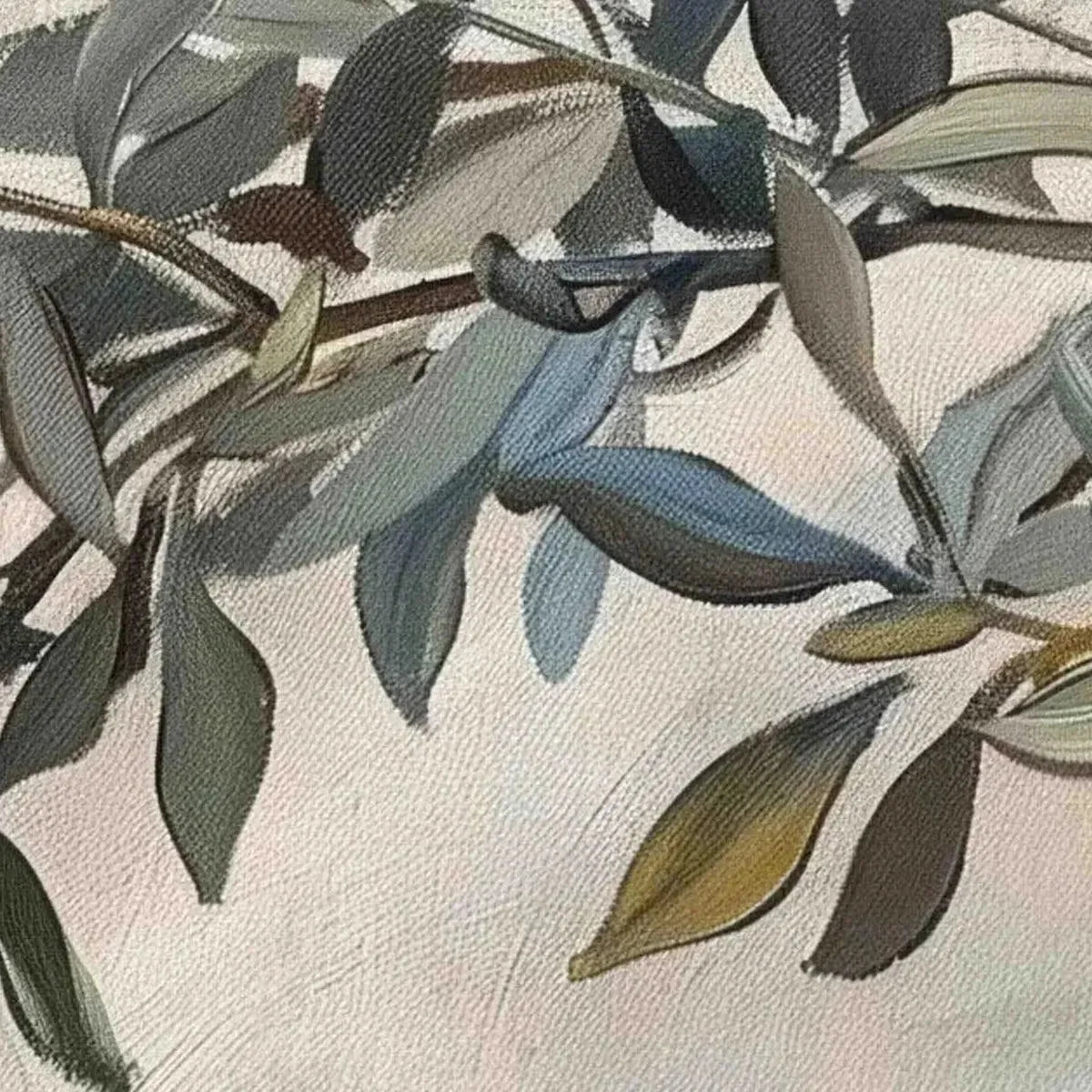 OLIVE BRANCH PANORAMIC: Botanical Painting, Panoramic Wall Art | Abstract mood, soft natural light studio shot
