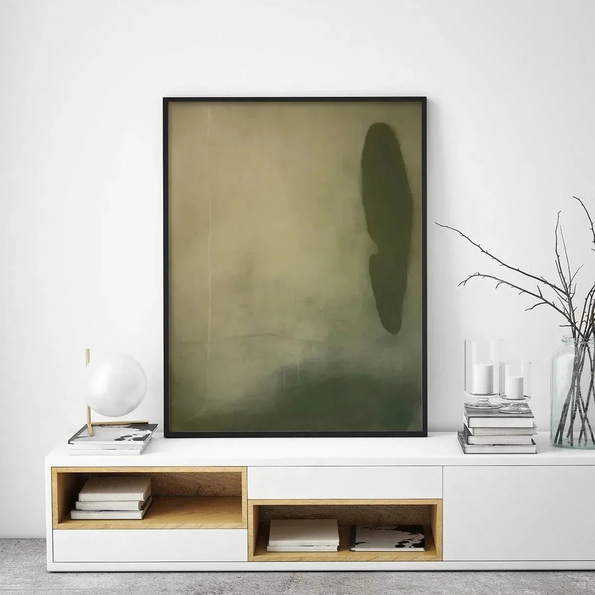OLIVE SERENITY | black frame version on white wall