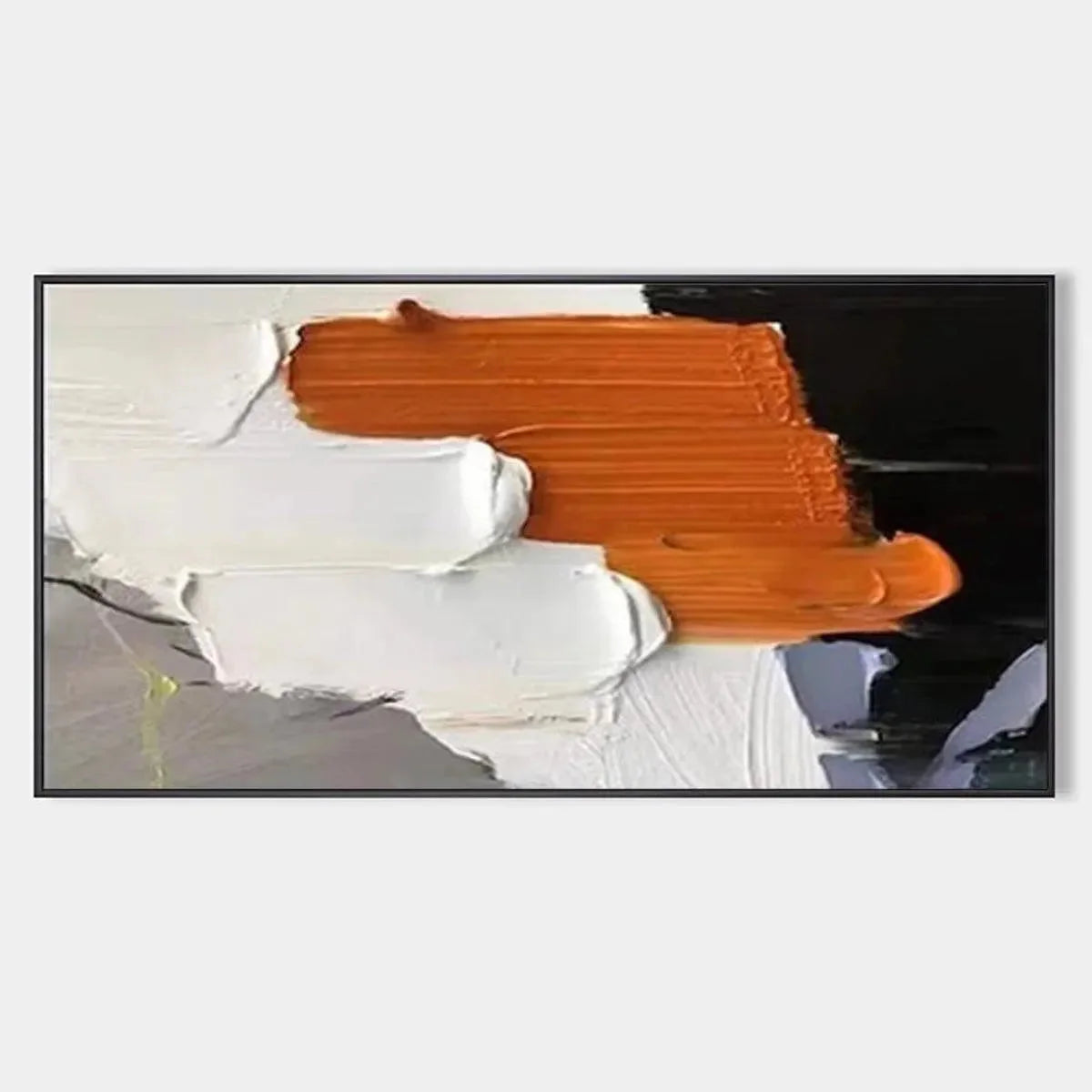 ORANGE BURST: Textured Abstract Painting in Orange, White, and Black for Living Room | hanging in living room, Abstract wall art