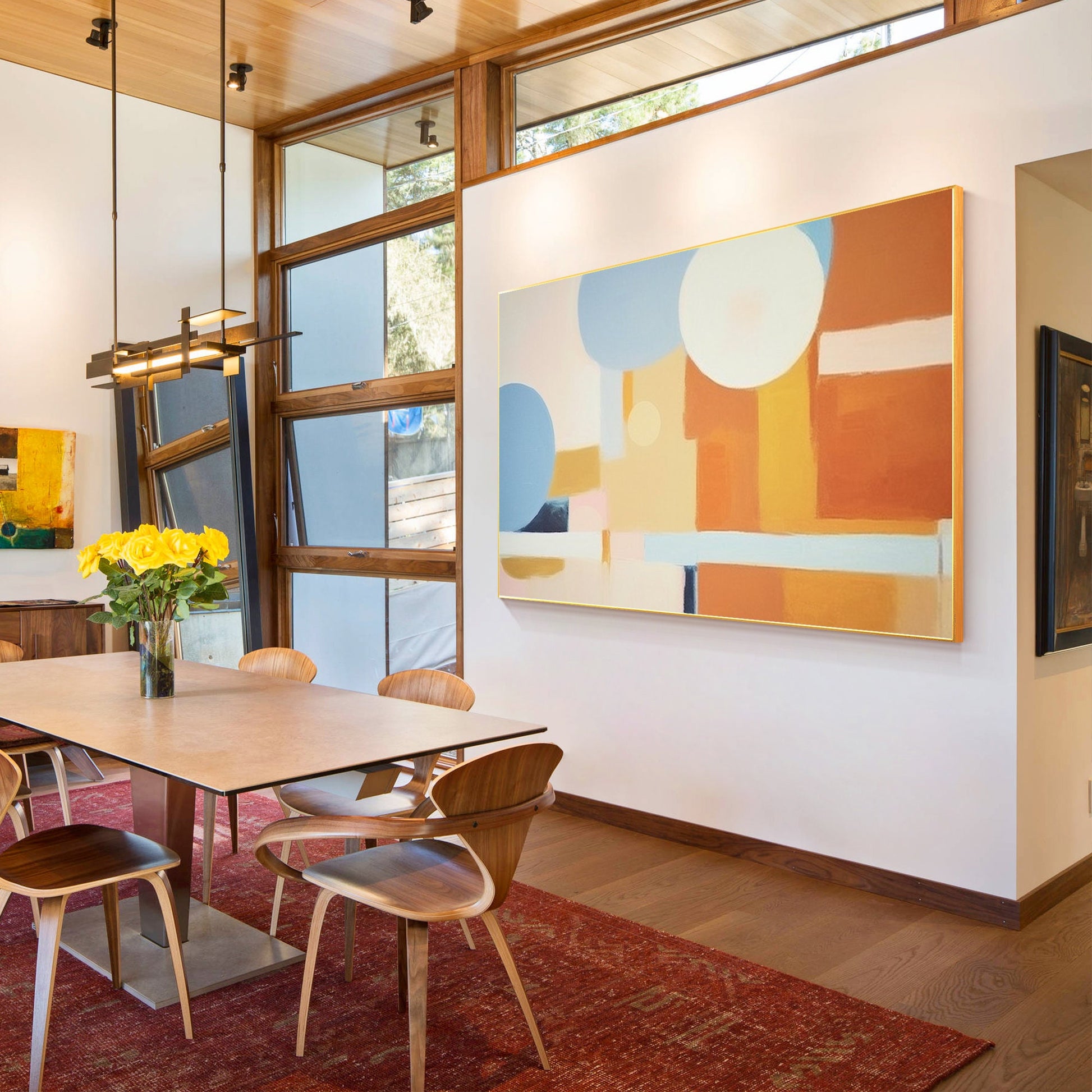 Orange Geometric Abstract Painting: Extra Large Modern Wall Art #2