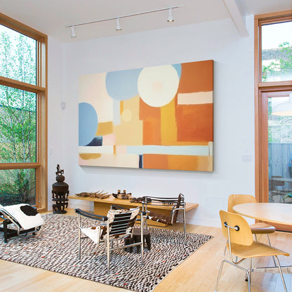Orange Geometric Abstract Painting: Extra Large Modern Wall Art #3