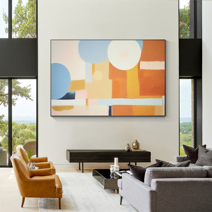 Orange Geometric Abstract Painting: Extra Large Modern Wall Art #5