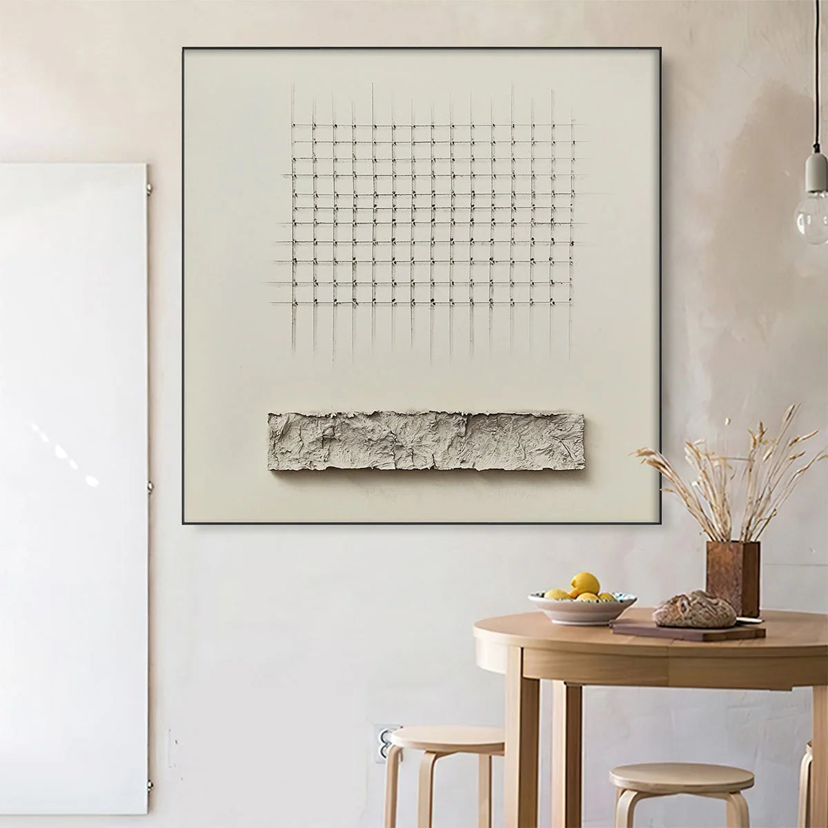 ORDER & TEXTURE: Minimalist Beige Abstract Acrylic Painting | rectangular format, hand-painted canvas edge