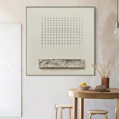 ORDER & TEXTURE: Minimalist Beige Abstract Acrylic Painting | rectangular format, hand-painted canvas edge