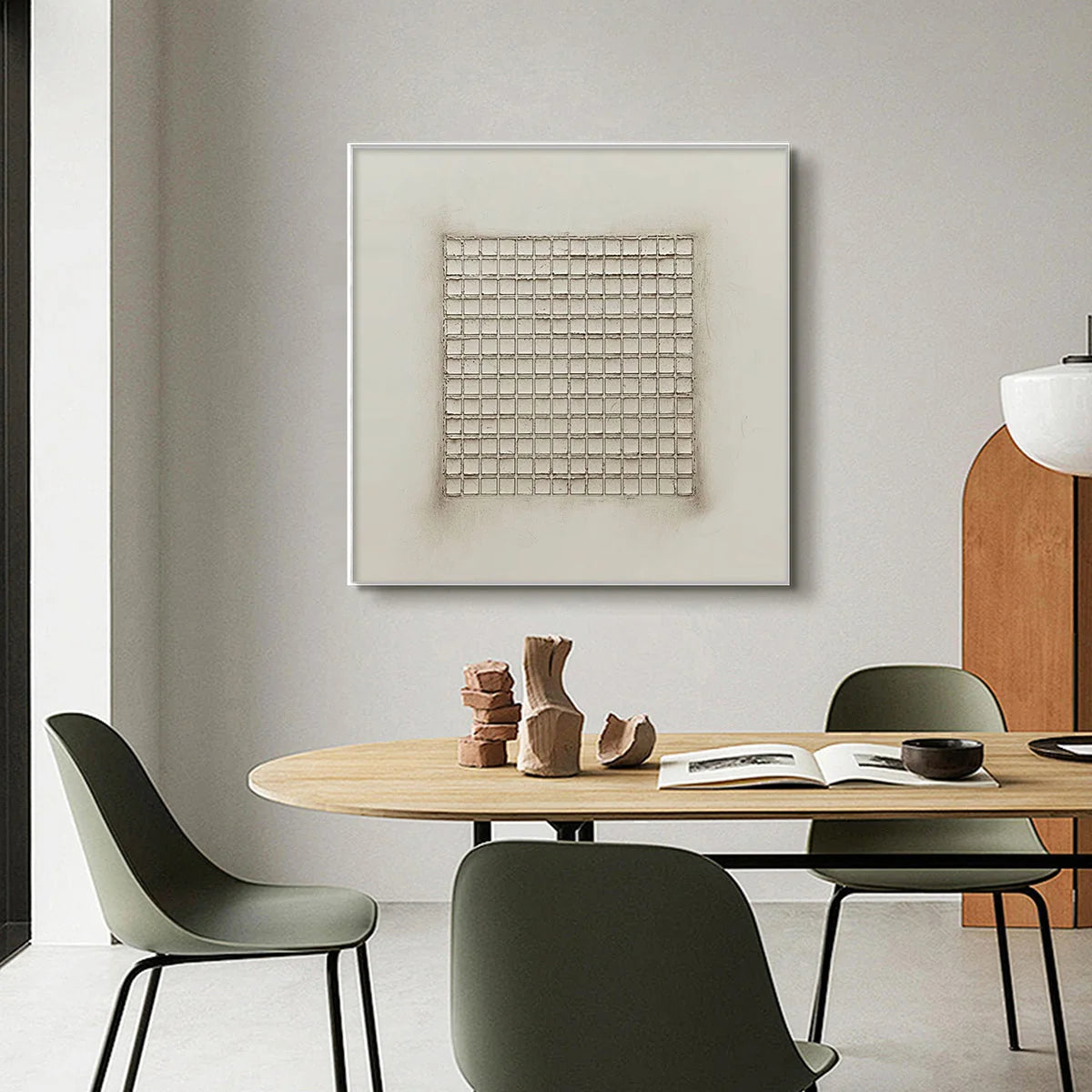 ORDERED CHAOS: Textured Minimalist Grid Oil Painting | rolled canvas, ready for custom framing
