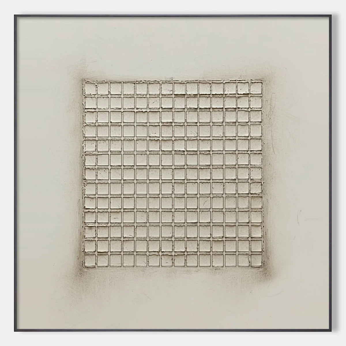 ORDERED CHAOS: Textured Minimalist Grid Oil Painting | hanging in living room, Minimalist wall art