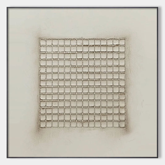 ORDERED CHAOS: Textured Minimalist Grid Oil Painting | hanging in living room, Minimalist wall art