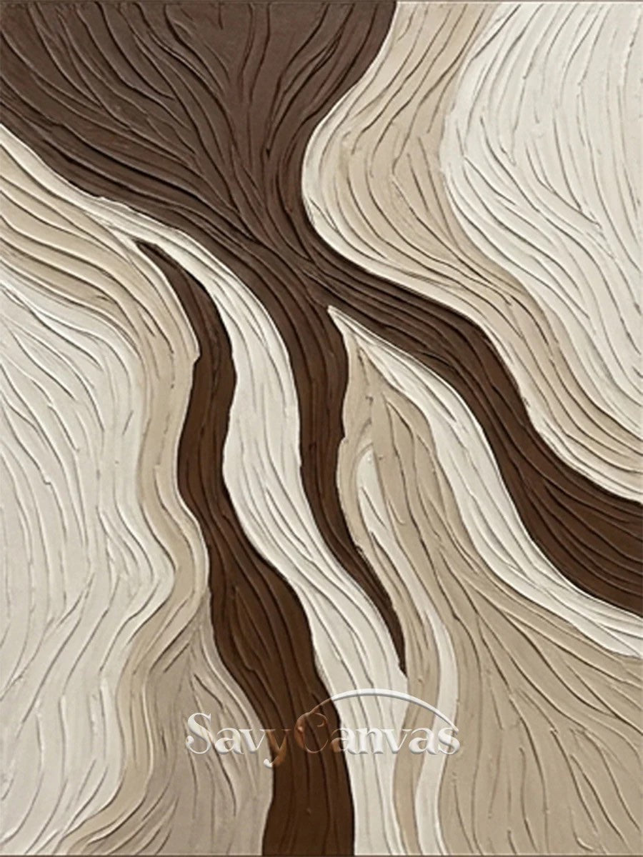 Organic Flow 3D Textured Abstract Wall Art shown as textured wall art with a clear view of the artwork, color palette, and hand-finished canvas surface.