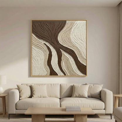 Organic Flow 3D Textured Abstract Wall Art styled in a refined neutral room setting to show wall scale, calm proportion, and interior decor mood.