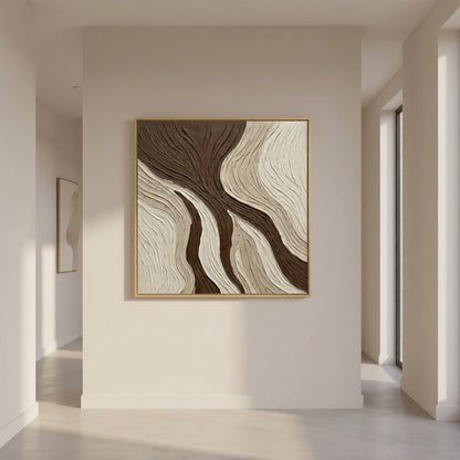Organic Flow 3D Textured Abstract Wall Art styled in a refined neutral room setting to show wall scale, calm proportion, and interior decor mood.