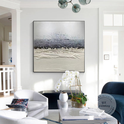 Original Abstract Texture Painting: Gray & White Nordic Wall Art #2