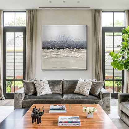 Original Abstract Texture Painting: Gray & White Nordic Wall Art #4